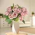 thumbnail image 4 of Clearance Artificial flowers under $5,Artificial Silk Rose With Vase Flowers Wedding Flowers Bouquets Arrangement Home Centerpiece Table Decoration, 4 of 7