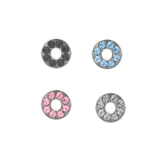 Pair of Surgical Steel Screw Fit Ear Plugs with CZ Gems - 4 Colors Available