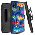 thumbnail image 1 of DALUX V Hybrid Kickstand Holster Phone Case Cover Compatible with Cricket Wireless Icon 4 (2022) - Cute Shark, 1 of 2