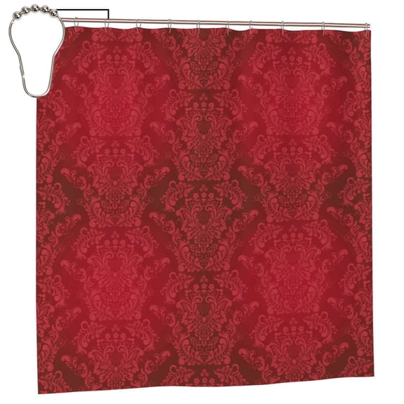 Fuzoiu Vintage Burgundy Print Waterproof Shower Curtain 72x72in with Heavy Duty Metal Grommets,Machine Washable Spring Modern Shower Curtains