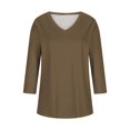 thumbnail image 3 of 3/4 Length Sleeve Womens Tops V Neck Soft Shirt Business Casual Trendy Spring Blouse Loose Work Office Outfits, 3 of 3