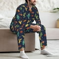 thumbnail image 7 of Salouo Shells and Seaweed Print Button-Front Long Sleeve Pajama Set for Men, Soft 2Pjs Men's Long Sleeve Sleepwear-XX-Large, 7 of 7