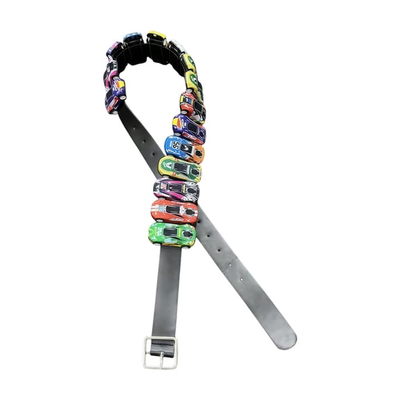 Novelty Waist Belt Adjustable PU Belt With Multicolor Toy Car Design Pin Buckle for Daily Casual Styling and Jeans