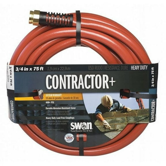 3/4 in ID x 75 ft L Water Hose, Rubber Tube, Red, Aluminum x Aluminum Fitting