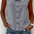 thumbnail image 5 of LNWUY Women's Wrinkle Free Sleeveless Button Down Shirts Blouses Solid Color Business Casual Loose Tank Tops for Work Gray XXXL, 5 of 7