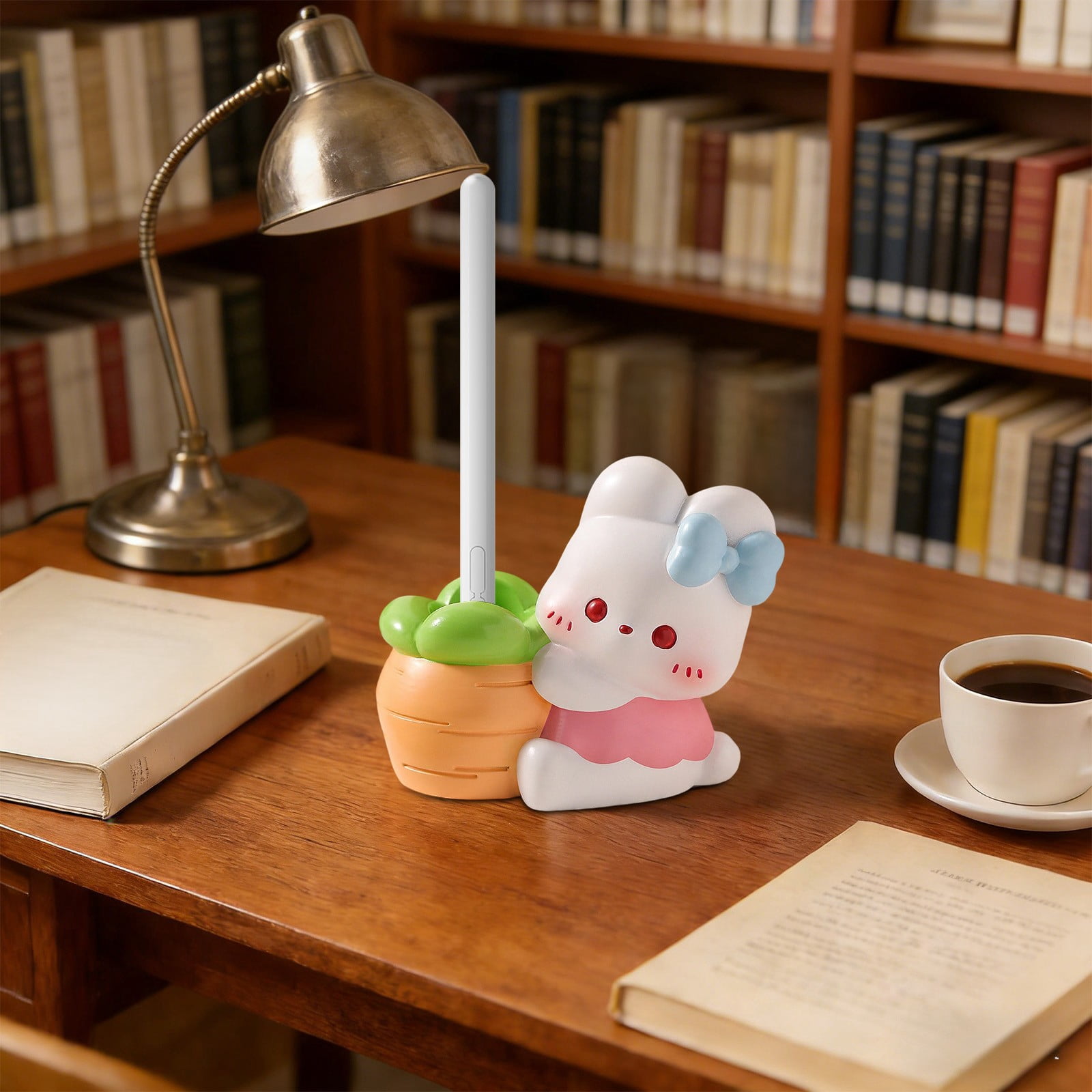 Yunuuuoa 5 Packs Resin Rabbit Pen Holder Desktop Organizer Cute Animal Decor Stationery Accessory for Office Desk Study Table Writing Utensil Holder Gift