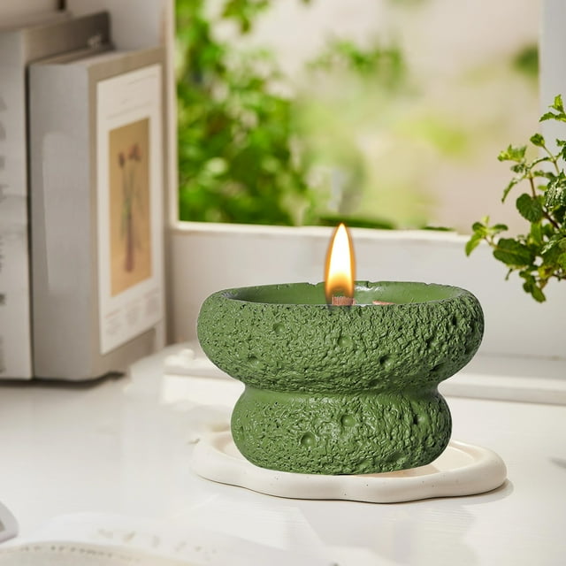 Concrete Meteorite Candle Container Flameless Crystal Essential Oil Diffuser & Modern Tabletop Decorative Accent