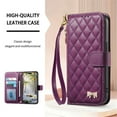 thumbnail image 5 of For Apple iPhone 15 Pro Max Wallet  Phone Case-PU Leather  Bowknot Magnetic Flip Cover with Card Slots,Zipper Pocket & Detachable Wrist Strap,Shockproof,Purple,For iPhone 15 Pro Max, 5 of 8