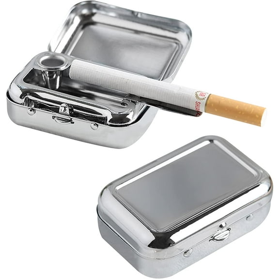 Pocket ashtray, for cigarettes when traveling and traveling, mini, portable, metal, with lid, odorless