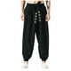 thumbnail image 1 of Pantalones de lino de color liso para hombre, largos, con bolsillos y cordón ajustable, de poliéster., 1 of 3