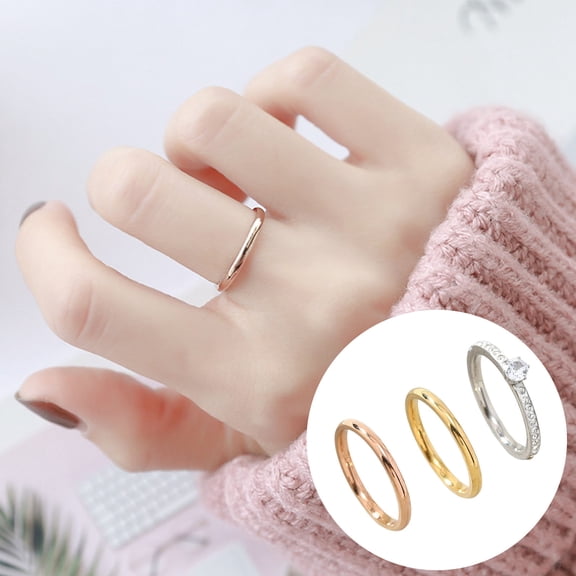 Hyasfey 3Pcs/Set Stacking Rings for Women Round Cubic Zirconia Rings Stainless Steel Rings Exquisite Jewelry Gifts for Daily Wear Birthdays Christmas