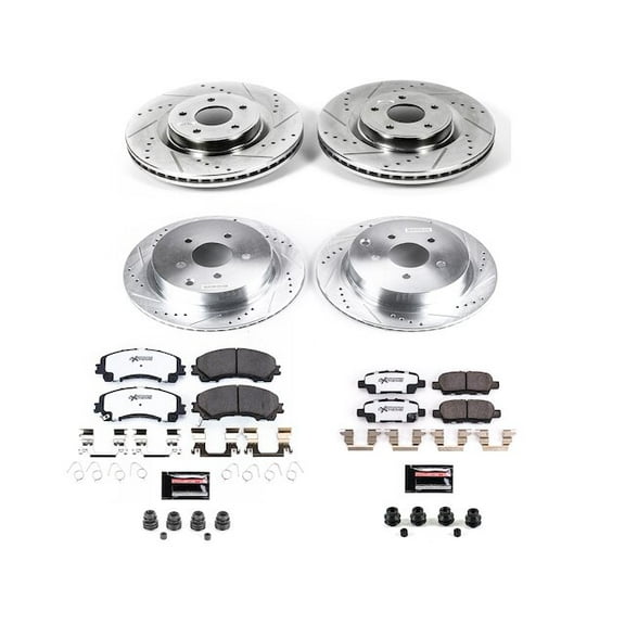 Front and Rear Brake Pad and Rotor Kit - Compatible with 2017 - 2022 INFINITI Q60 2018 2019 2020 2021