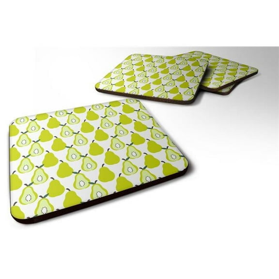 Pears on White Foam Coaster, Set of 4