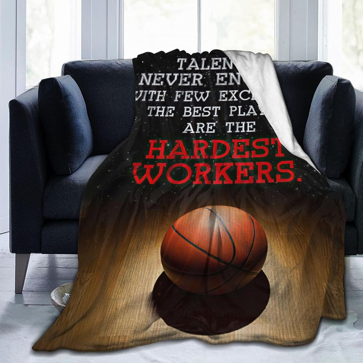 Basketball Blanket Sports Ball Blanket for Women men Fans Cool Space Plush Flannel Fleece Throws Warm Fuzzy Cozy Lightweight Shooting Blankets for Sofa Bed Gifts for Users Men Women 80"x60"