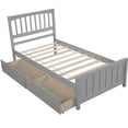 thumbnail image 6 of Gray Twin Wood Platform Bed With Drawer Functionality - Solid Construction Two Drawers For A Stylish Bedroom, 6 of 6