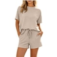 thumbnail image 3 of RongHuan 2 Piece Sets for Women Summer Crewneck T-Shirt Matching Shorts Set with Pockets Casual Travel Outfits Trendy, 3 of 8