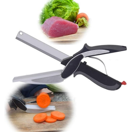 

Kitchen Food Scissors Food Cutter Chopper Clever Stainless Steel Knife with Cutting Board Built-in-Use for Quick and Easy Cutting in Your Kitchen as Food shears Vegetable Slicer Fruit Cutter