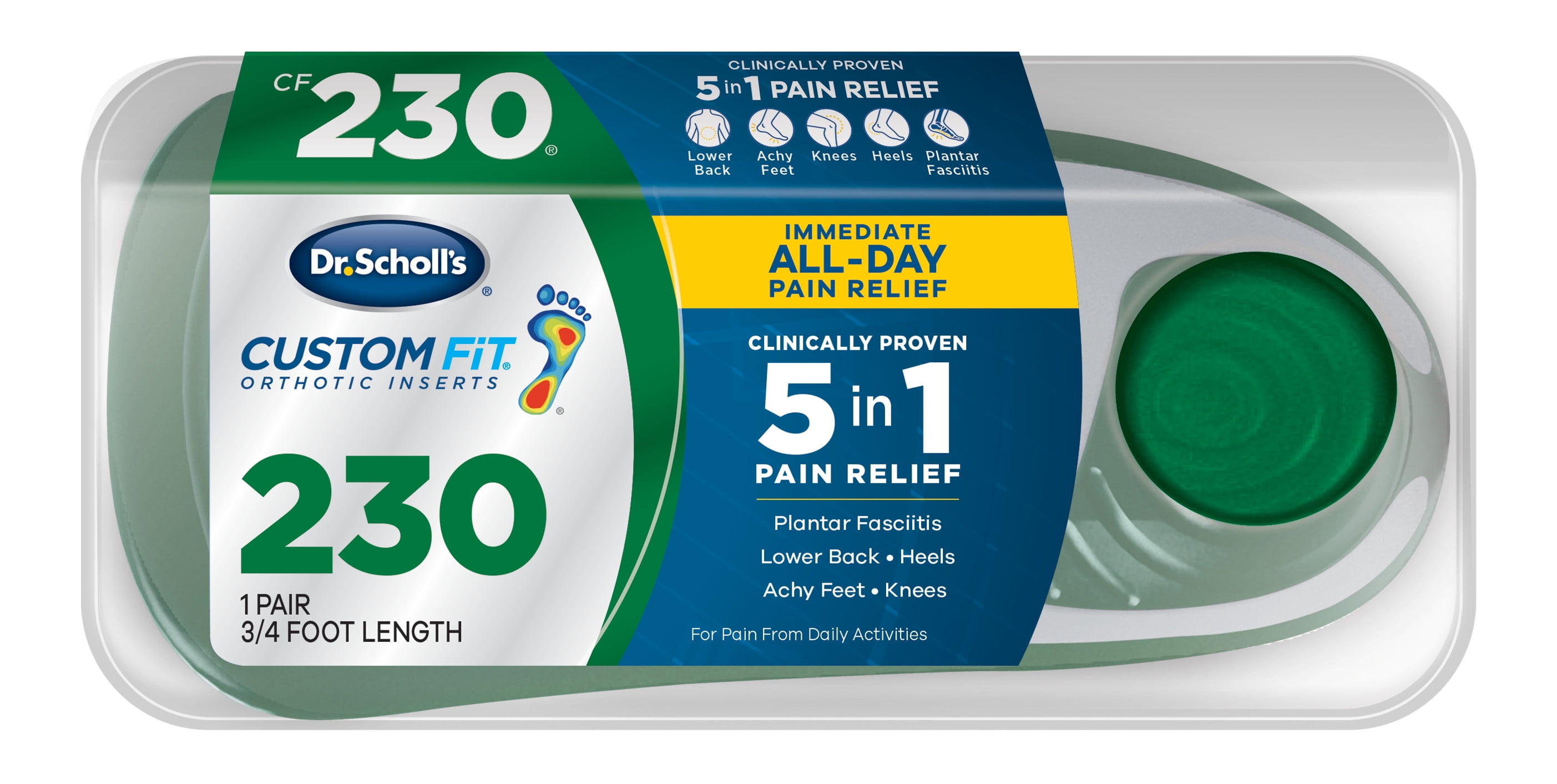 Dr Scholls Custom Fit CF 230 Orthotic Insole Shoe Inserts for Foot Knee and Lower Back Relief 1 Pair