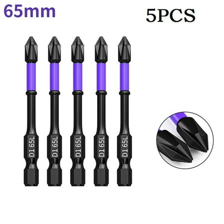 

5PC Non-slip PH2 Magnetic Batch Head Cross Screwdriver Hardness Impact Drill Bit