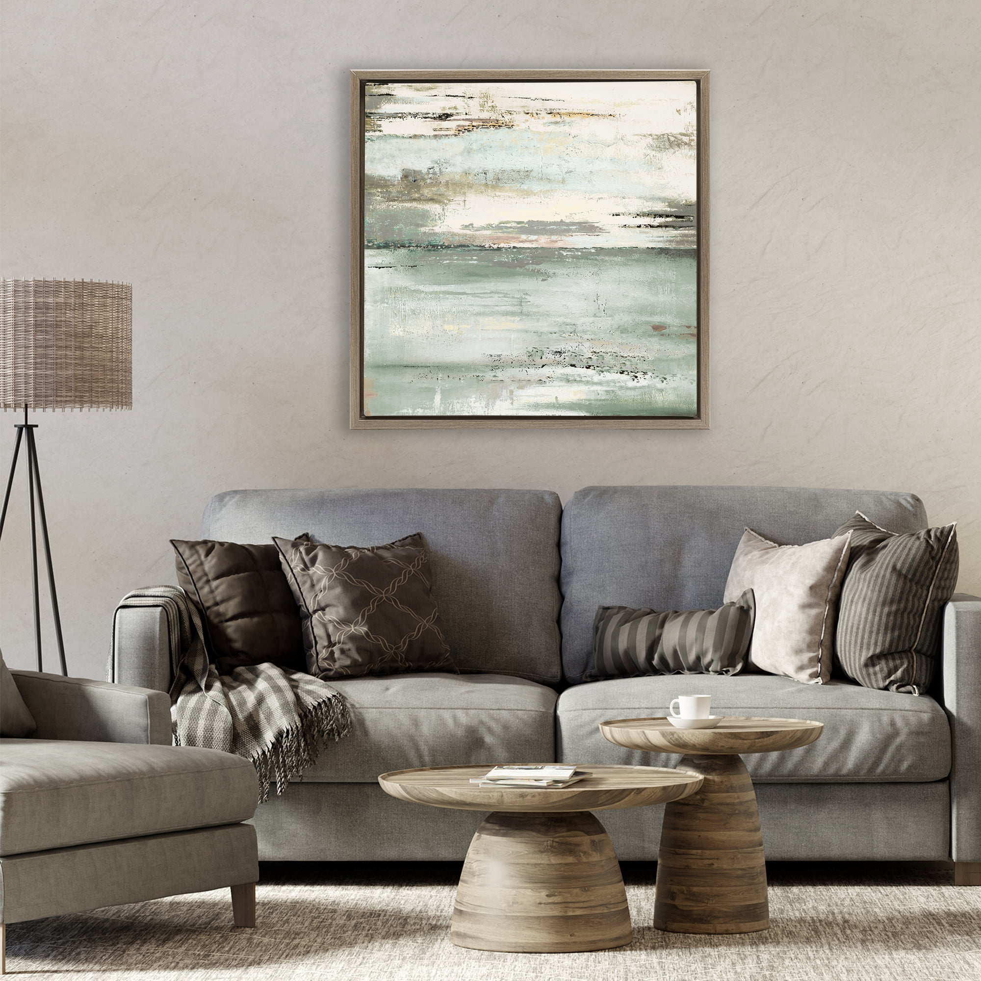 Stupell Industries The Seafoam Ones Abstract Brown Framed Floater Canvas Wall Art, design by Patricia Pinto