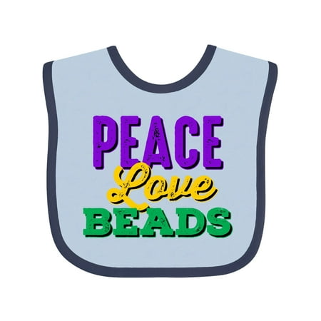 

Inktastic Mardi Gras Peace Love Beads Gift Baby Boy or Baby Girl Bib