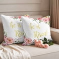 thumbnail image 2 of Outdoor Pillow Covers Spring Watercolor Floral Art Waterproof Pillow Cases 24x24 Set of 2, He Is Risen Throw Pillow Cover Pillowcase for Patio Balcony Couch Garden, 2 of 9