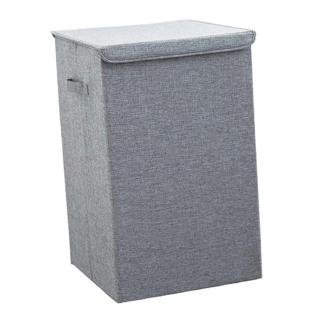 GUOOL Collapsible Laundry Hamper Basket with Cover Throws Towels Box Gray L