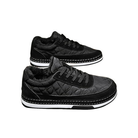 

Ritualay Men Snow Boots Plush Lined Warm Shoes Lace Up Sneakers Comfort Lightweight Trainers Walking Outdoor Sport Winter Shoe Black 7.5