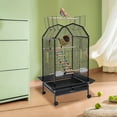 thumbnail image 4 of Miumaeov Bird Cage Open Top Standing Parrot Cage with Rolling Stand Large Metal Bird Flight Cage for Parekette Cockatiel Finch Macaw Cockatoo Pet House Black Height 39.9", 4 of 13