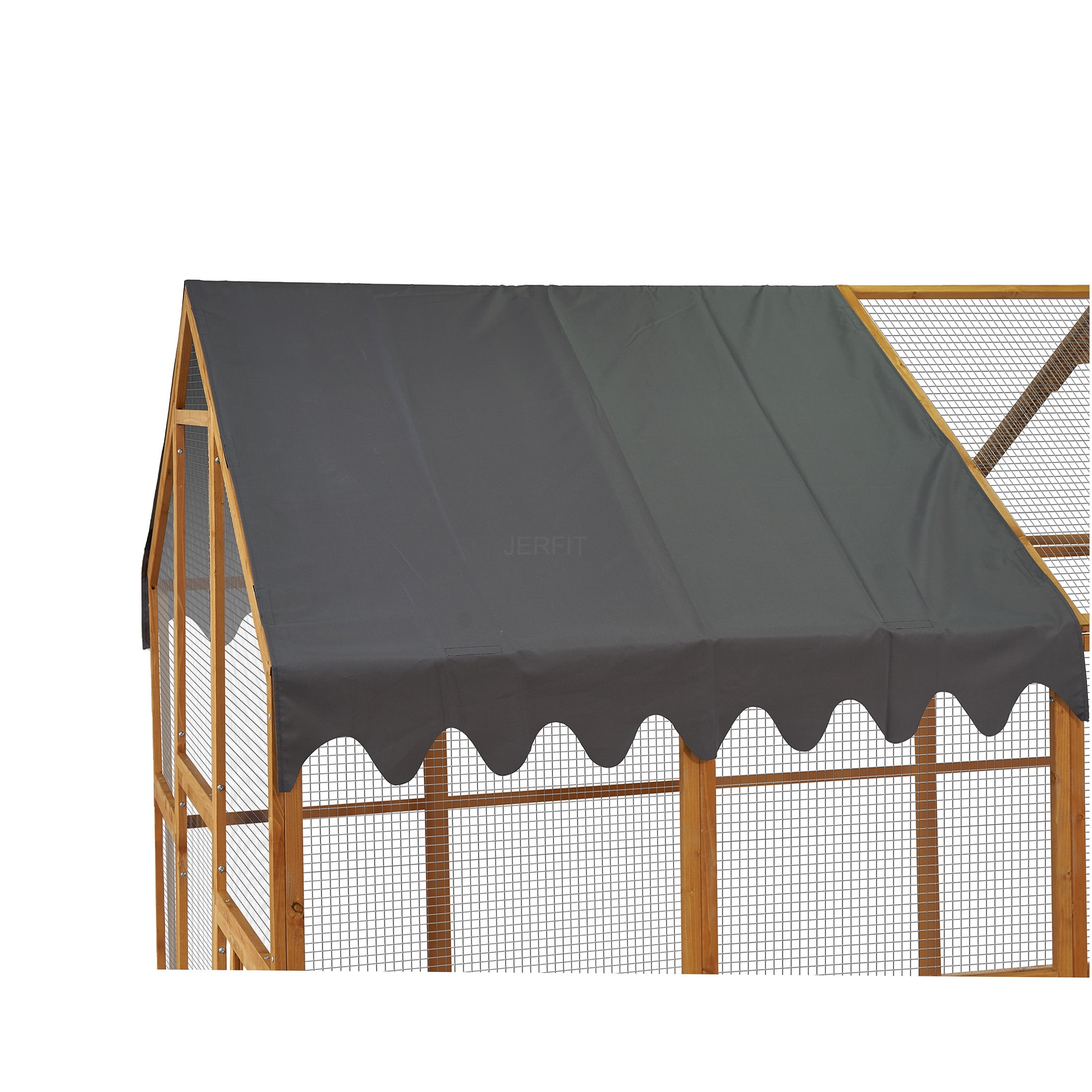 JERFIT 110" Large Outdoor Wooden Chicken Coop with Waterproof Roof, Yellow Cat Enclosure Playpen for Cats and Small Pets