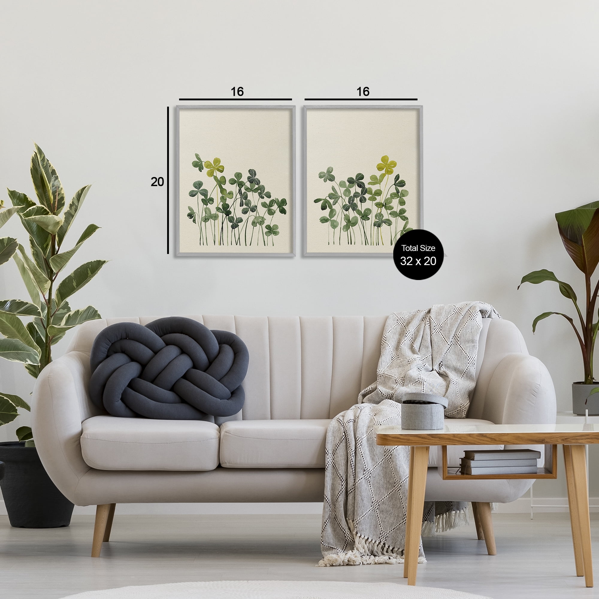 Minimal Hidden Gems 2 Piece Gray Framed Giclee Art Set, design by Grace Popp