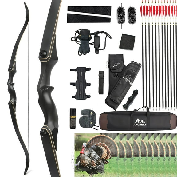 JUNXING F171 58 Inch Archery Takedown Recurve Bow and Arrow Set for Adults/Youth 25-65Lbs American Hunting Bow Metal Riser Right Handed for Hunting Targeting Shooting