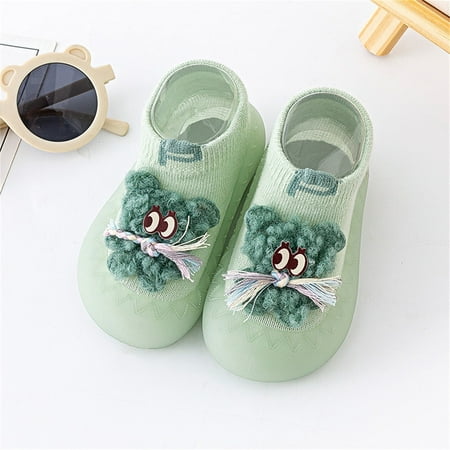 

TOWED22 Toddler Slippers Boys Boys Girls Animal Cartoon Socks Shoes Toddler WarmThe Floor Socks Non Slip Prewalker Green