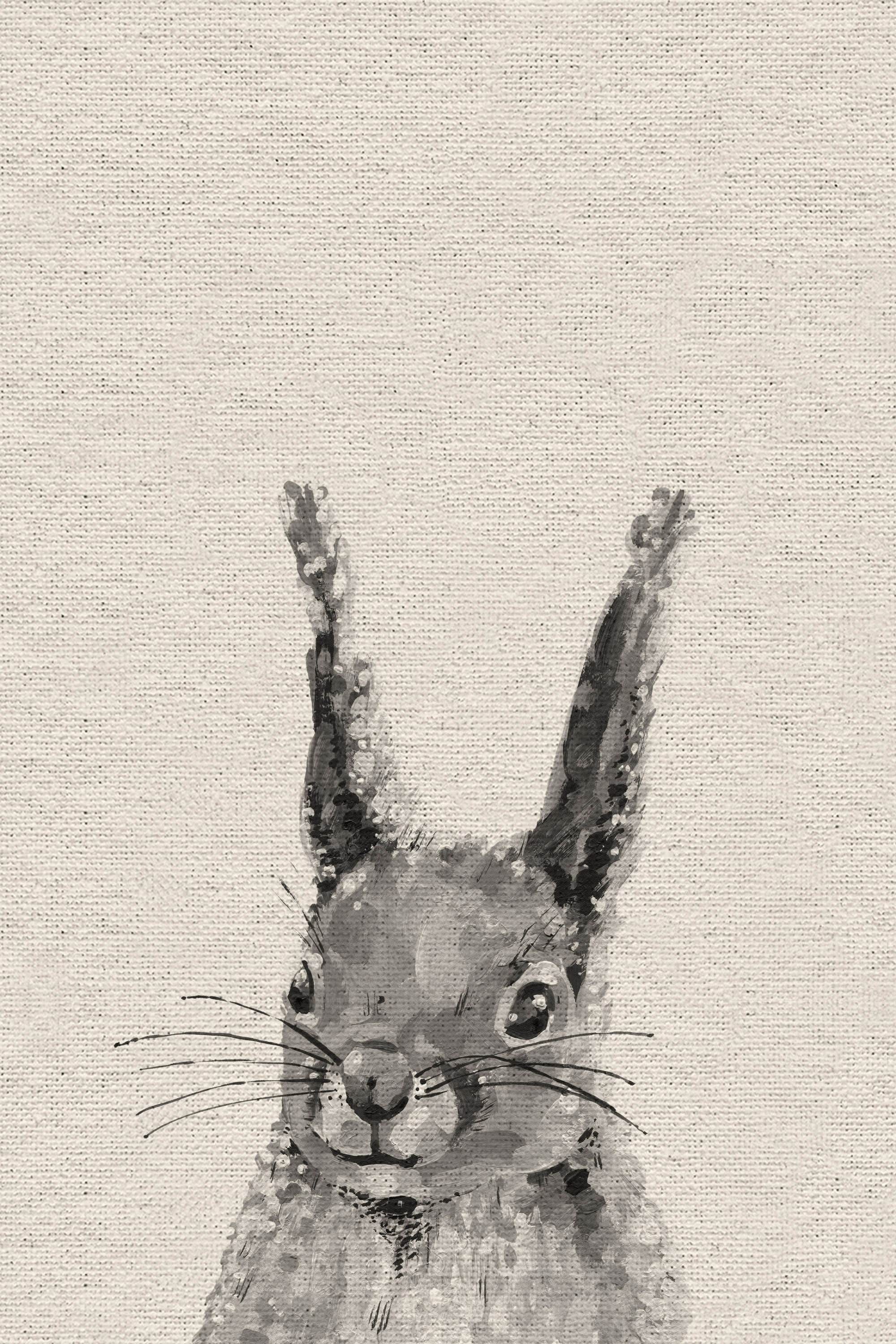 Grey Rabbit III Painting Print on Wrapped Canvas