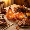 thumbnail image 5 of HHJZPR Halloween Crackle Glass Pumpkin Lights, 2 in 1 Set of 2 LED Glowing Pumpkins for Fall & Thanksgiving Table Decor, 5 of 6