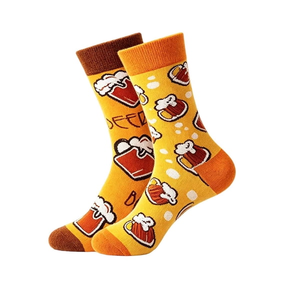 SYMOID Crew Socks for Women with Funny Beer Mug,Novelty Casual Cozy Socks, 1 Pair