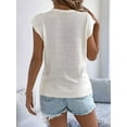 thumbnail image 4 of Women'S Short Sleeve Button Down Cardigan Sweater V Neck Cable Knit Shrug Vest White S, 4 of 6