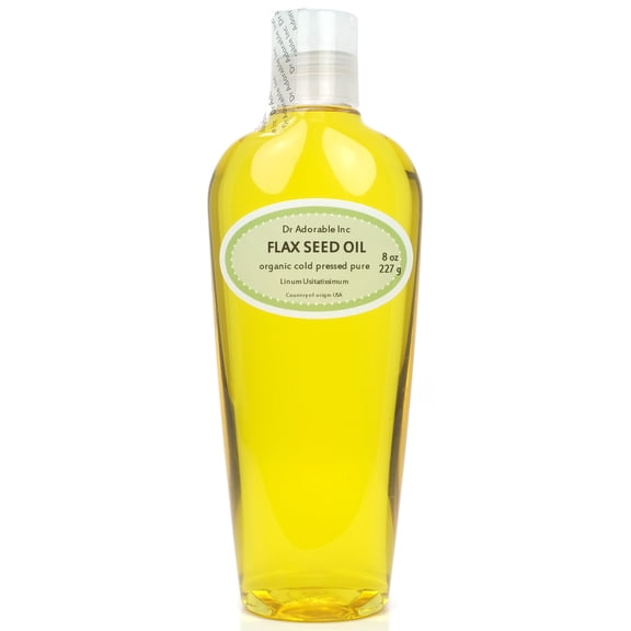 Dr Adorable - 8 oz - Flax Seed Oil - 100% Pure Organic Cold Pressed Unrefined Natural Hair Skin