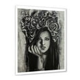 thumbnail image 2 of Designart 'Portrait Of A Young Woman With Flowers III' Modern Framed Art Print, 2 of 4