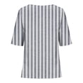 thumbnail image 4 of SHTXOZHI Women Short Sleeve Striped Shirts Round Neck Button Blouses Summer Loose Tunic Tops, 4 of 5