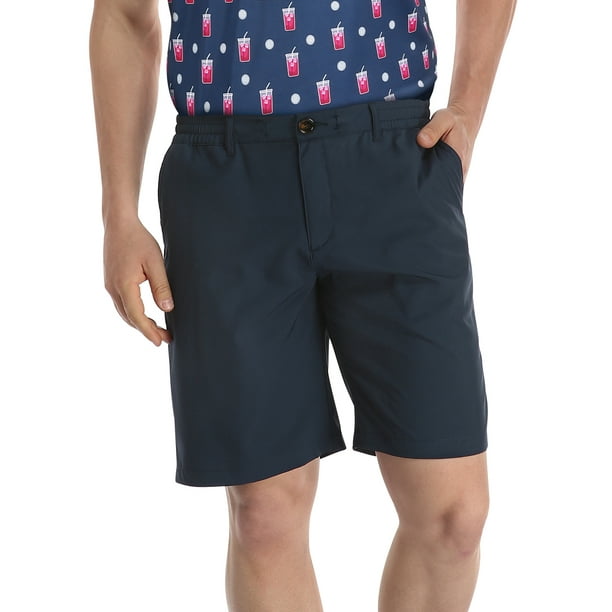 LRD Mens Golf Shorts with Stretch Waist and 9 Inch Inseam Navy Blue L