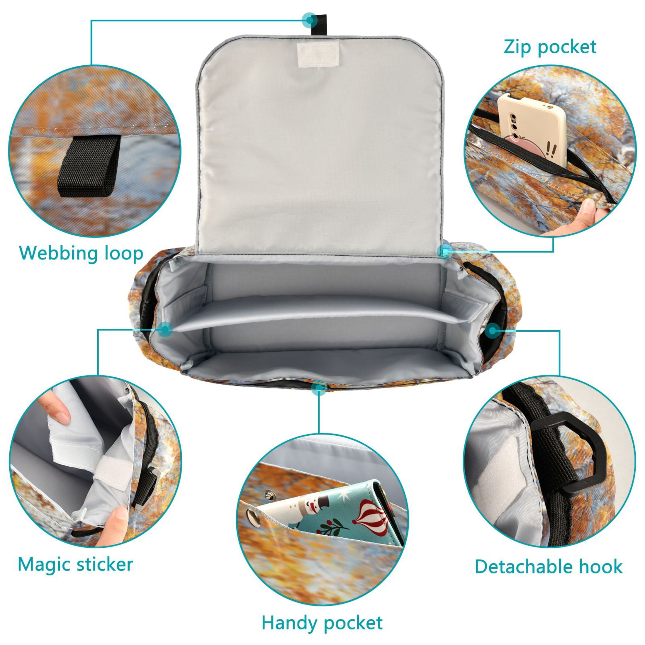 DIXRUYEE Stroller Organizer Autumn Tree Canopy Printed