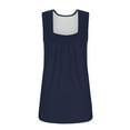 thumbnail image 4 of Blue Womens Tops Summer Tank Tops for Women 2025 Loose Fit Pleated Square Neck Sleeveless Shirt Curved Flowy Vest Basic Cotton Tee Shirts for Women, 4 of 6
