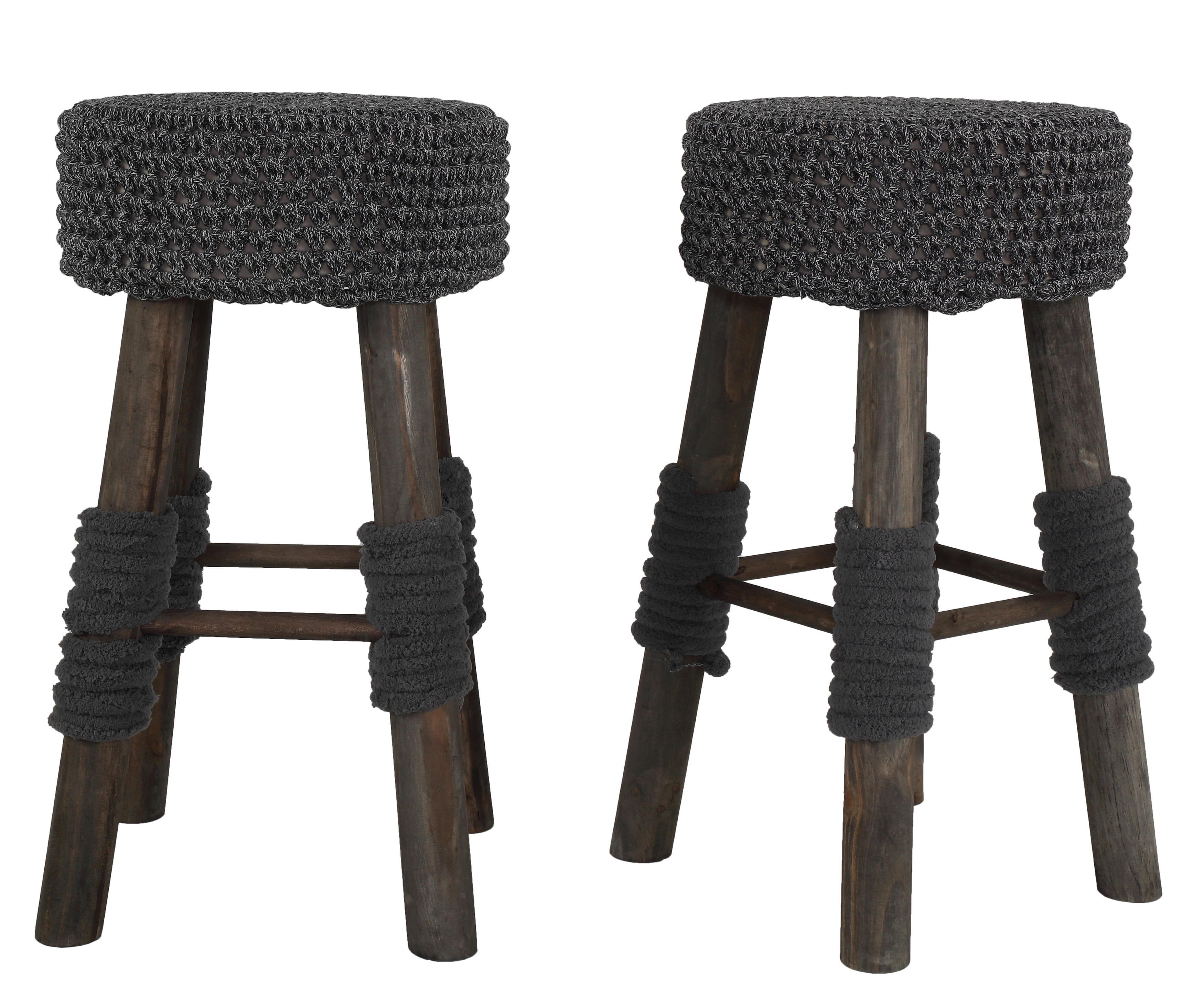 Cortesi Home Covell Round Backless Counter Stool with Removable Fabric