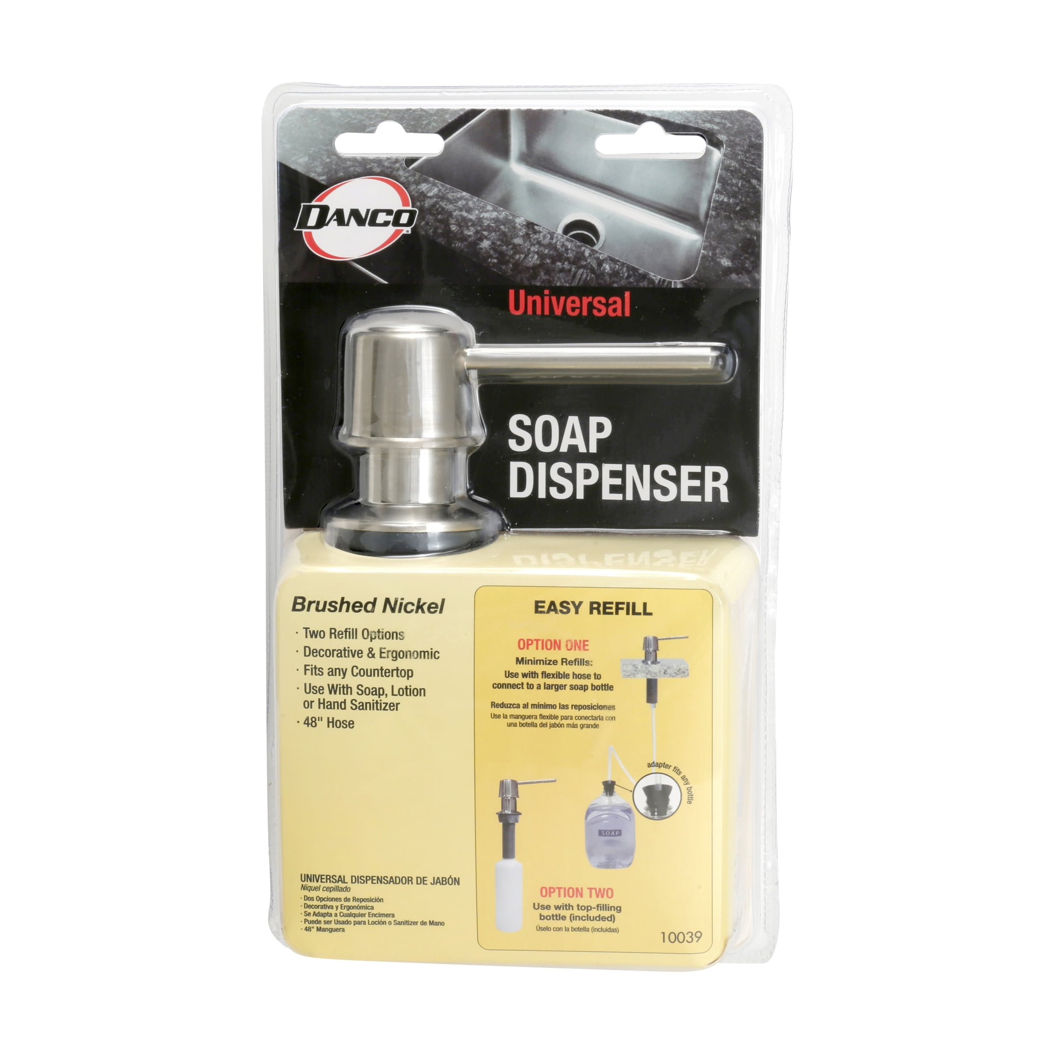 Danco Universal Soap Dispenser with Straight Nozzle in Brushed Nickel (10039)