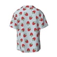 thumbnail image 5 of Uemuo Hand Drawn Strawberry Pattern Cotton Linen Short Sleeve Shirts,Casual Lightweight Button Down Shirts,Vacation Beach Summer Tops-Large, 5 of 7