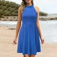 thumbnail image 2 of Duoif Womens Summer Dresses, Women's Summer A Line Sleeveless Boat Neck Dress Club Little Short Dresses Womens Dresses Blue XL, 2 of 5