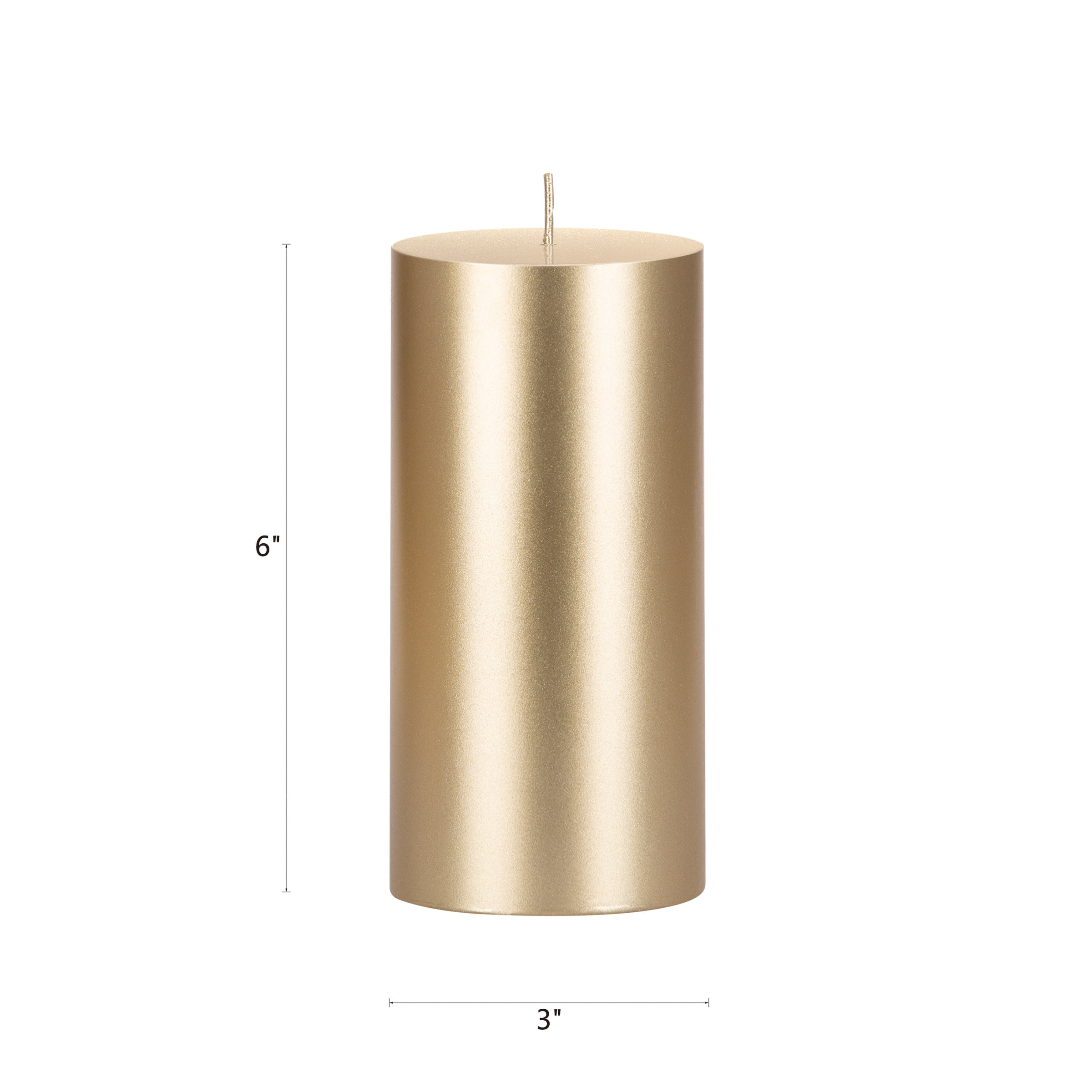 Mega Candles 3 pcs Unscented Gold Round Pillar Candle, Hand Poured Premium Wax Candles 3 Inch x 6 Inch, Home Décor, Wedding Receptions, Baby Showers, Birthdays, Celebrations, Party Favors & More
