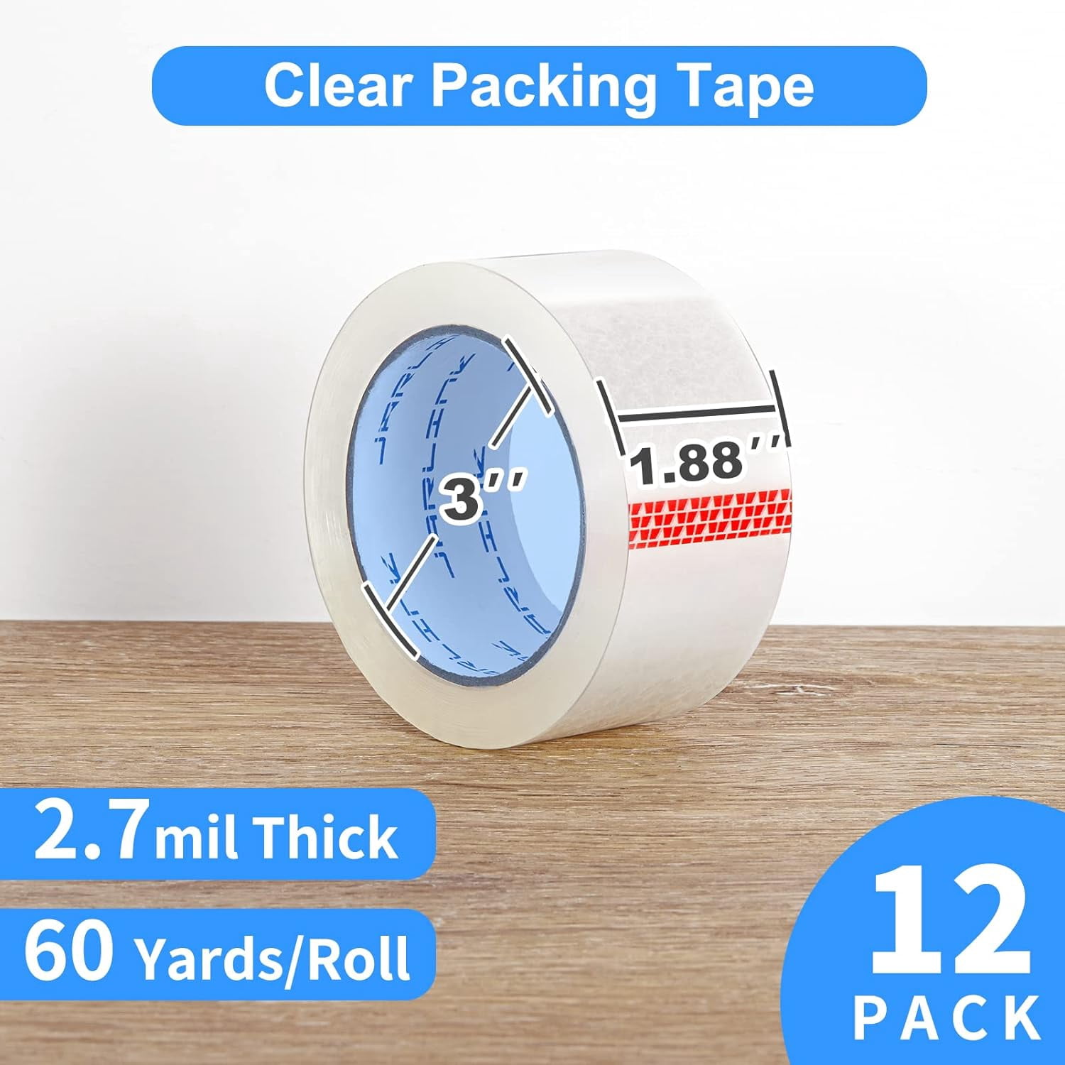12 Rolls Clear Packing Tape, 2.7mil x 1.88in x 60yds Per Roll, Heavy Duty Packaging Tape for Shipping Packaging Moving Sealing 720 Total Yards