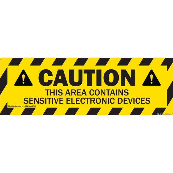 Caution - Electronic Devices Non-Slip Floor Marker | 3 Pack of 6" X 18" Vinyl Decal | Protect Your Business, Work Place & Customers | Â Made in The USA